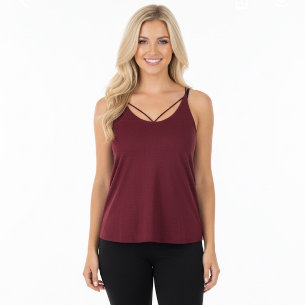 She + Sky small cranberry color velvet top